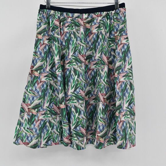 INWEAR by HELENA Skirt Women Sz 14 Tropical Geometric Print Elastic Waist A Line - Picture 5 of 12